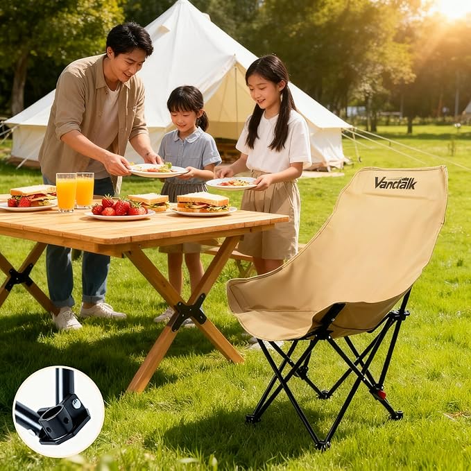 Outdoor Folding Chair Ultralight 4.4LBS Portable Camping Chair with Adjustable Gear Lever &amp Carry Bag 330LBS Heavy Duty Carbon Steel Chair for Camping Hiking Picnic Outdoor Activities