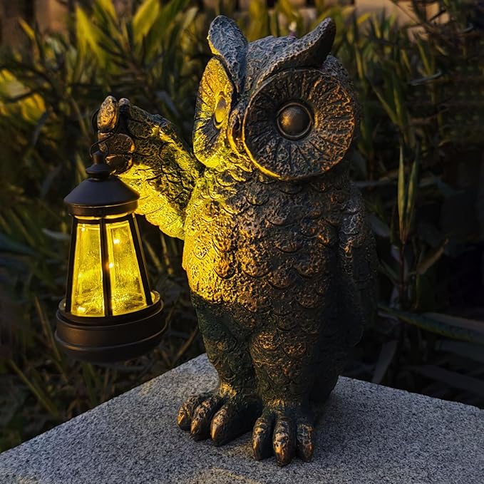 Garden Statues Outdoor owl Figurines Decorated with Solar Lights Unique Christmas Birthday Gifts for Moms Grandmas Women Wives Sisters
