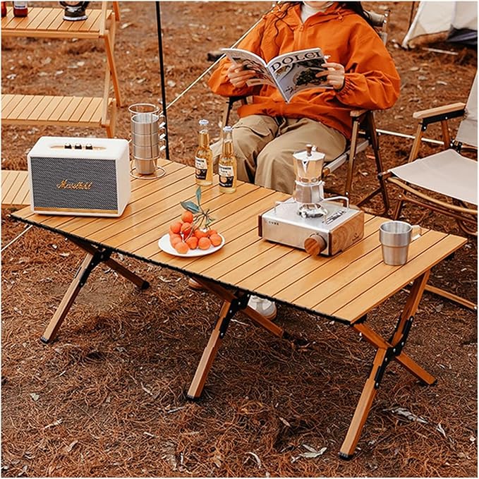 OTHZON Folding Dining Table Mounted Rent House Picnic Table Complimentary Storage Bag Outdoor Folding Table Portable Egg Roll Table Picnic Camping Table Light Gray