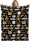 Custom Marshmallow Blanket with Name | Personalized Camping Blanket for Girls Boys | Ultra Soft Customized S'Mores Throw for Couch/Sofa/Travel/Camping Home Decor - 40x50-Kids/Throw Size