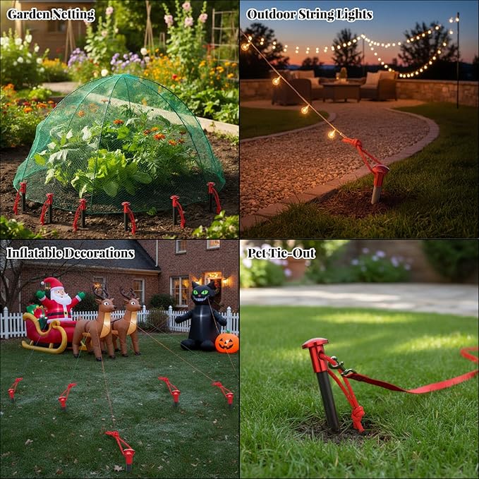 6 Pack Carbon Core Tent Stakes 6 Inch Ultralight Carbon Camping Stakes with Aluminum Shell Tent Pegs with Nylon Cord for Backpacking Hiking