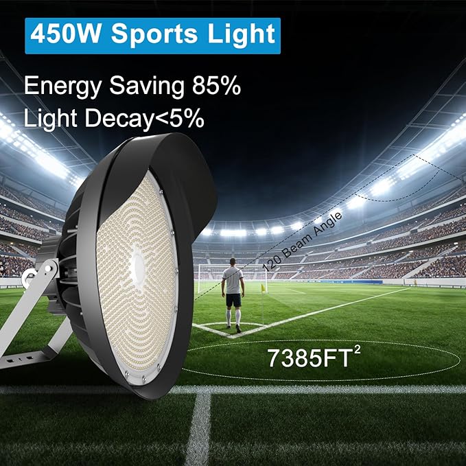 Lightdot LED Stadium Lights 450W(520x1W) 67500Lm (1800W Eqv.) LED High Mast Lights Outdoor AC100-277V IP65 Waterproof Outdoor Sport Count Light Commercial Area Lighting - 4Pack