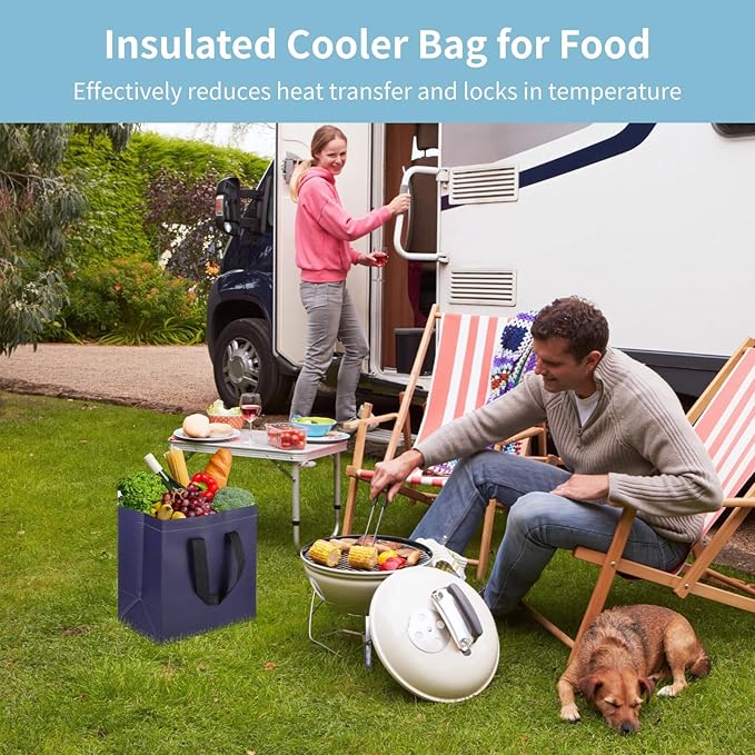 50 PCS Insulated Cooler Bags Large Thermal Tote with Aluminum Foil &amp Adhesive Closure Waterproof Portable Grocery Bag for Picnic Camping Lunch Delivery Outdoor Meals Shopping