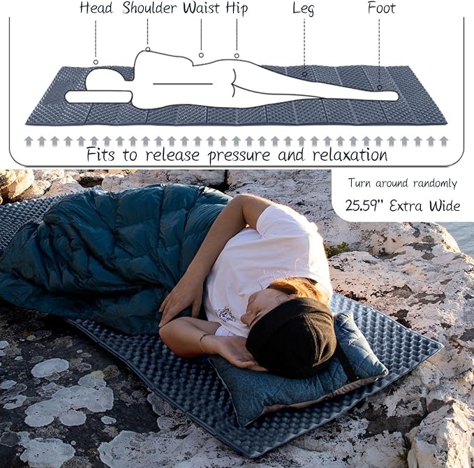 Naturehike Ultralight Foam Sleeping Pad - R1.8/R2.6/R3.0 Closed Cell Mattress Thick Portable Folding Mat for Backpacking Waterproof &amp Compact for Camping Hiking Travel and Car Camping