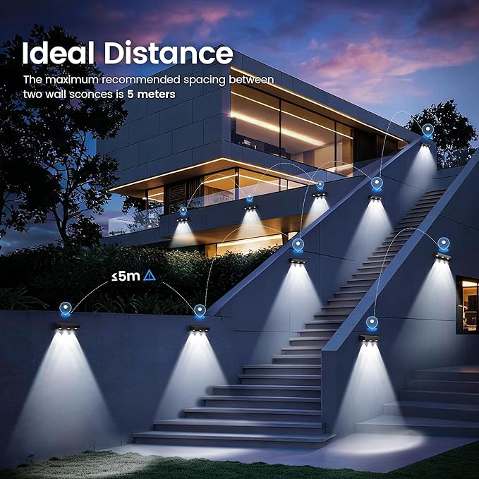 Solar Wall Lights100 LM Color Changing Solar Fence Lights Outdoor Solar Powered with Ultra-Bright LED Lens 1200 mAh Waterproof IP65 for Christmas Halloween Patio Yard Backyard 6 Pack (RGB)