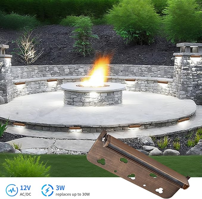 12-Packs 7inch 3W LED Hardscape LightingRetaining Wall Lights12V Low Voltage Bronze Gold Landscape Paver LightingIP65 Waterproof Outdoor Step Lights5000K Daylight White