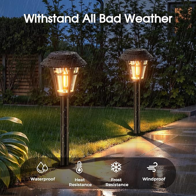 LETMY Solar Pathway Lights Outdoor 10 Pack Solar Lights Outdoor Waterproof Auto On/Off Solar Powered Garden Landscape Path Lights Outdoor Solar Lights for Yard Lawn Patio Walkway Driveway