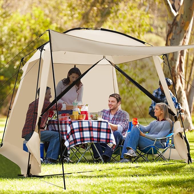 KOTEK 10 x 10 Ft Screen Tent Easy Setup Screened in Canopy with 4 Mesh Walls 2 Vestibules 2 Zippered Doors &amp Carry Bag Portable Screen House for Backyard Patios Outdoor Camping Activities