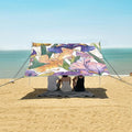 ALAZA Iris Flower Floral Butterfly Beach Tent Sun Shelter UPF50+ Protection Beach Shade Canopy w/ 4 Sandbags for Outdoor Camping Fishing Backyard Fun Picnic 10x9 ft