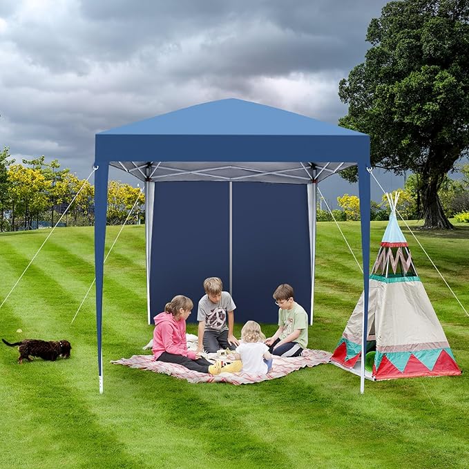 2 x 2m Two Doors &amp Two Windows Practical Waterproof Right-Angle Folding Tent Blue