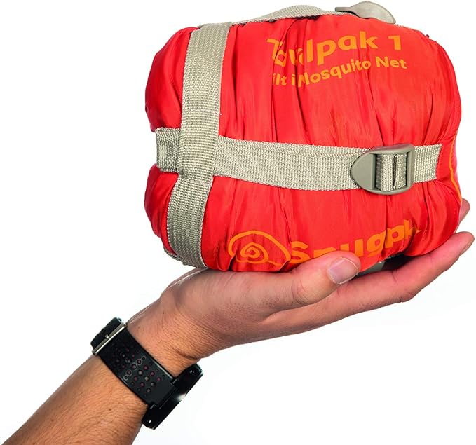 Snugpak Travelpak 1 Sleeping Bag with Mosquito Net 45 Degree Left Hand Zip Flame Red