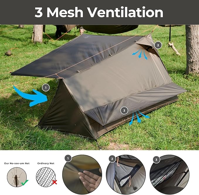onewind Ultralight One Person Bivy Tent Backpacking Tent for Single Person Waterproof Silnylon Lightweight for Camping Backpacking Hiking NO Trekking Pole