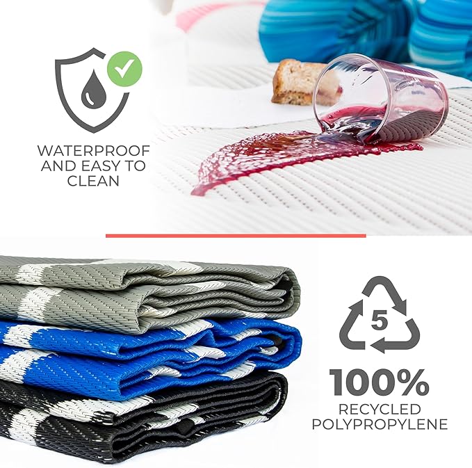 Mountain Mat 5x7 Red Outdoor RV Mat – Extra Thick 5mm Recycled Polypropylene Rug – Heavy-Duty Waterproof Reversible – Luxury Outdoor Rug for Camping Patio Beach (Red NO Carry Bag 5'x7')