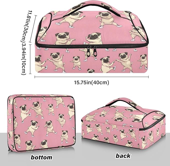 Casserole Carrier Yellow DogInsulated Casserole Carrier for Hot or Cold Food Thermal Lunch Tote for Potluck Parties Picnic Beach Fits 9 x 13 Inches Baking Dish