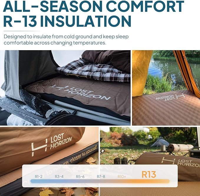 LOSTHORIZON Air &amp Foam Camping Mattress Self-Inflating Sleeping Pad 4.5 Thick with Air Pump Full