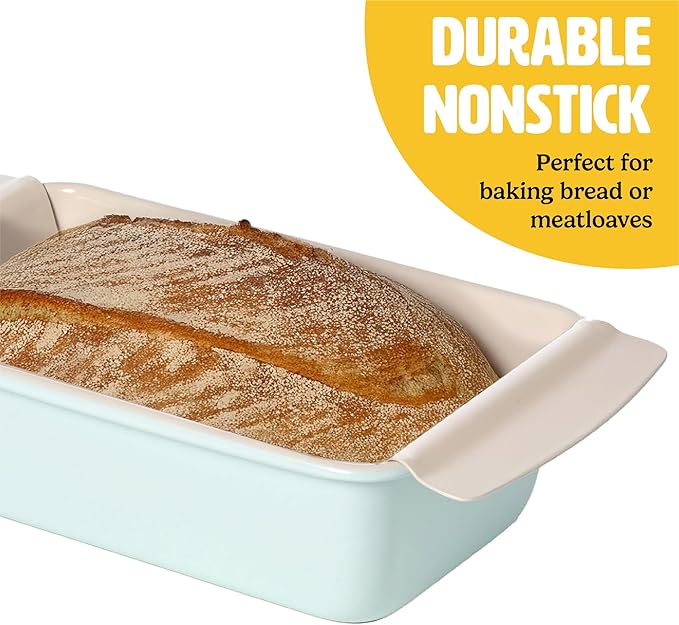 Tasty Smart Solutions Bakeware 9-Inch x 5-Inch Loaf Pan with Easy Lift Insert Durable Steel for Even Baking Premium Nonstick Coating Perforated Insert for Easy Lifting Dishwasher Safe Aqua