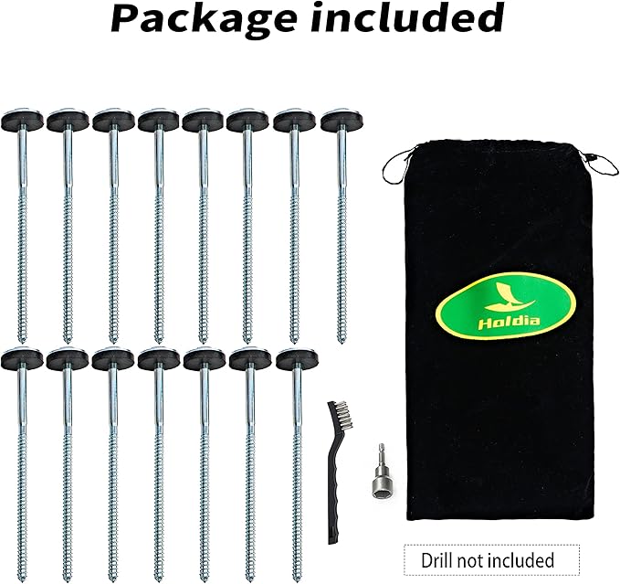 15 Pcs Drillable Tent Stakes 12 | Hex Pegs | Heavy Duty Metal Tent Anchors &amp Camping Spikes with 17MM Hex Drill Adapter and Storage Bag