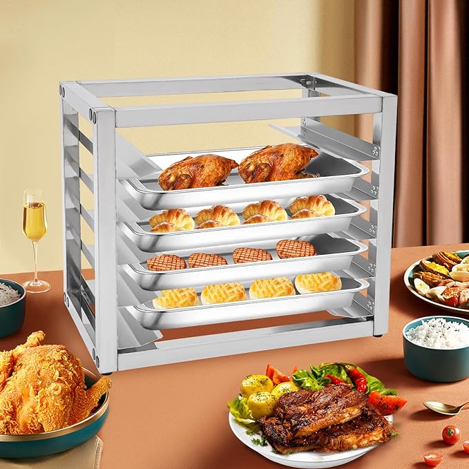 Eapmic 5 Tiers Bun Pan Rack 21″ x 13″ x 18″ Commercial Sheet Pan Rack Holds 6 Pans Cooling Storage Rack 3 Spacing Bakery Rack for Half Size Sheets (5-tier)