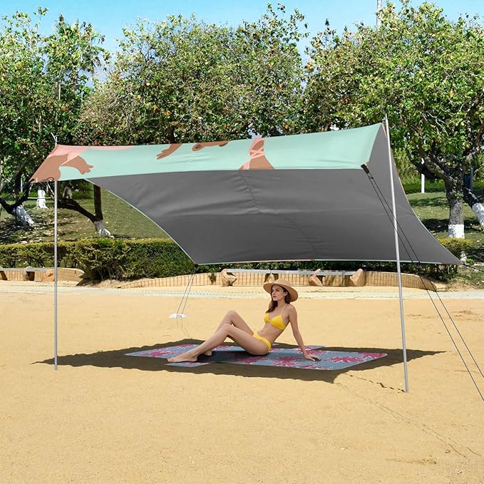 Capibala Dancing Ballet Pattern Camping Sun Shelter Beach Tent Portable Beach Sun Shade Outdoor Canopy for Camping Trips Fishing Picnic