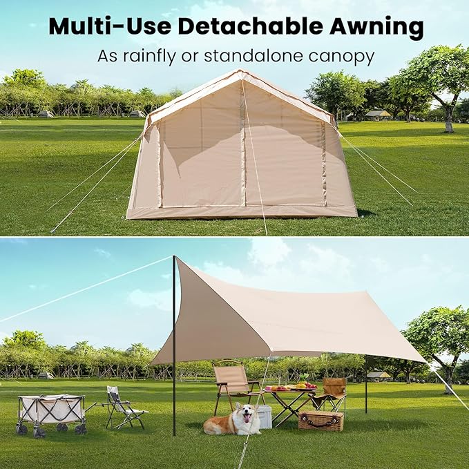 Inflatable Tents for Camping Large Blow Up Tent with Hand Pump Easy Setup InflatableTent 4 Season Tent Waterproof Oxford Air Glamping Tents for Camping Adult 4/6/8/10/12 Person