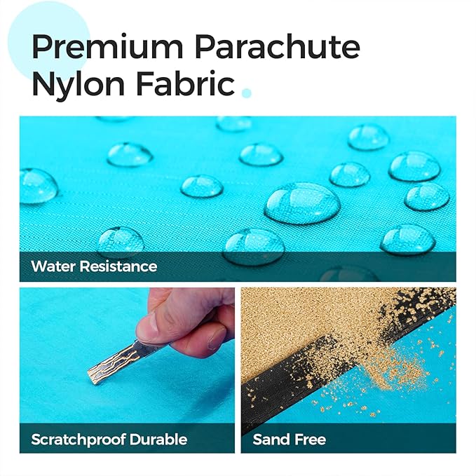 OCOOPA Beach Blanket Extra Large Sandproof Waterproof Picnic Mat 8 Persons Family Size Sand Free Comfortable Durable Parachute Nylon 210T Lightweight 4 Stakes&amp1 Travel Bag S09