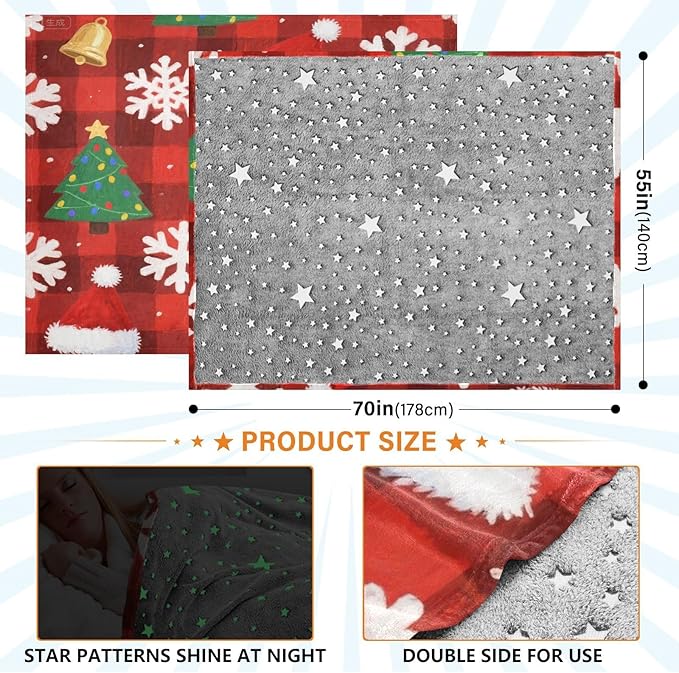 Soft Throw Blanket Merry Christmas White Snowflakes Blankets For Adults 50'' x 70''