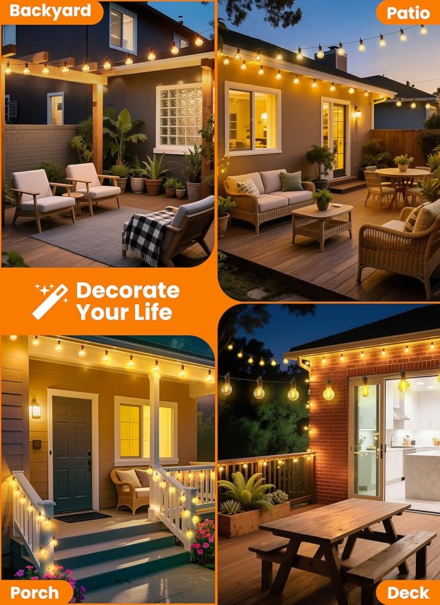 Permanent Outdoor Lights 50FT LED Lights DIY Scene Mode IP68 Waterproof Christmas Lights for Daily and Accent Lighting Outdoor Decor