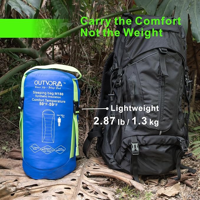 M180 Wearable Sleeping Bag with Arm Holes &amp Feet Openings 3-Season 50°F Ultralight Backpacking Sleeping Bag Water-Resistant Portable Camping Gear for Adults RV &amp Stadium