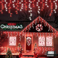 YEGUO 33ft 400 LED Red and White Icicle Lights Outdoor Waterproof 80 Drops Icicle String Lights Connectable 8 Modes Icicle Christmas Lights with Memory