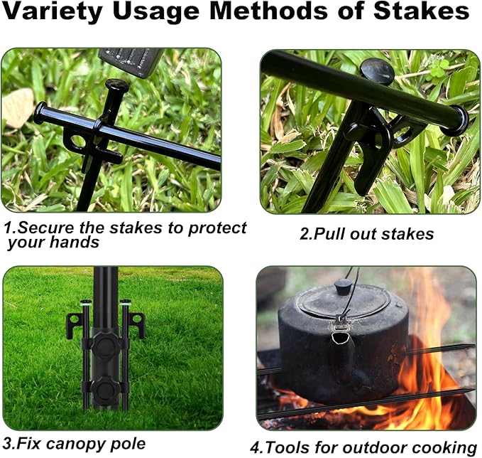 20Pcs Tent Stakes 8in Heavy Duty Tent Stakes with Storage Pouch Dia 0.35 Forged Steel Stakes for Tent Used on Rocks Snowfield(20Pcs 8in Stakes)