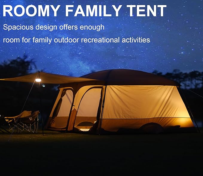 Vidalido Tents8-10 Person Camping Tent with Extended Vestibule2 Room Weather Resistant Family TentsEasy Install Waterproof Outdoor Tent for Camping Hiking