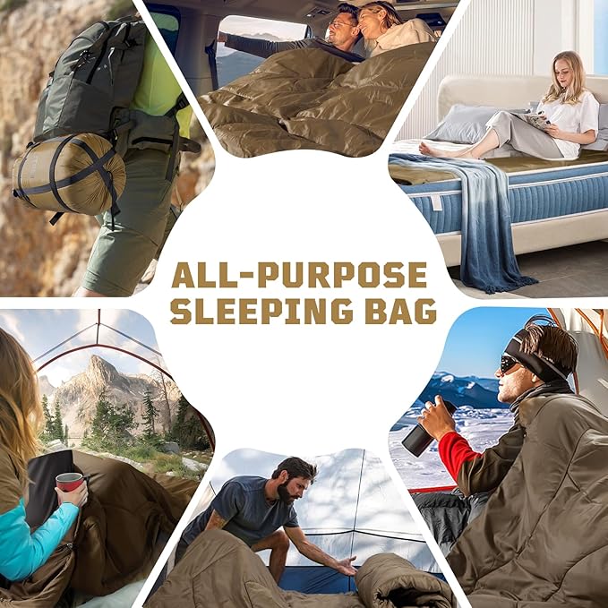 Cold Weather Sleeping Bag for Camping 36℉ to 45℉ Backpacking Sleeping Bags for Adults with Compression Sack for Camping Hiking Hunting and Outdoor Travel