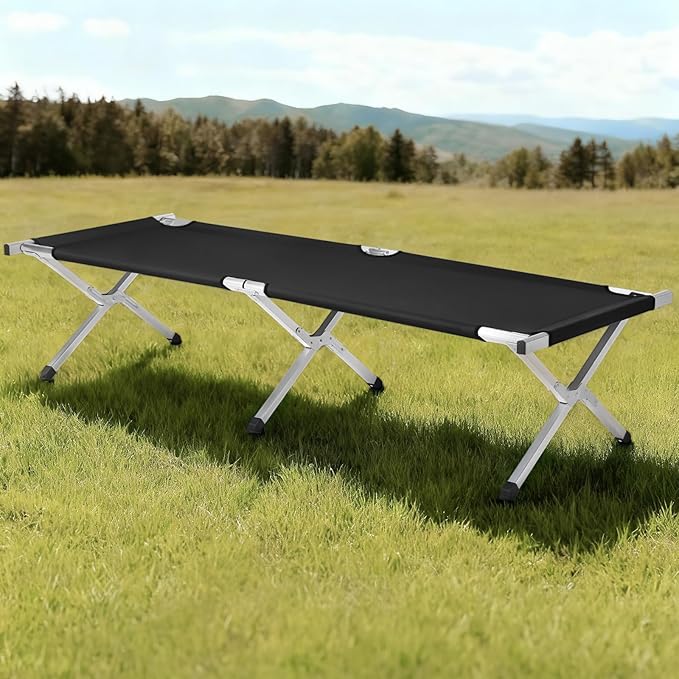 Portable Camping CotLightweight Sleeping BedFolding Tent Camping Cot Bed with Carrying Bag for Outdoor Hiking Travel Beach (Black)