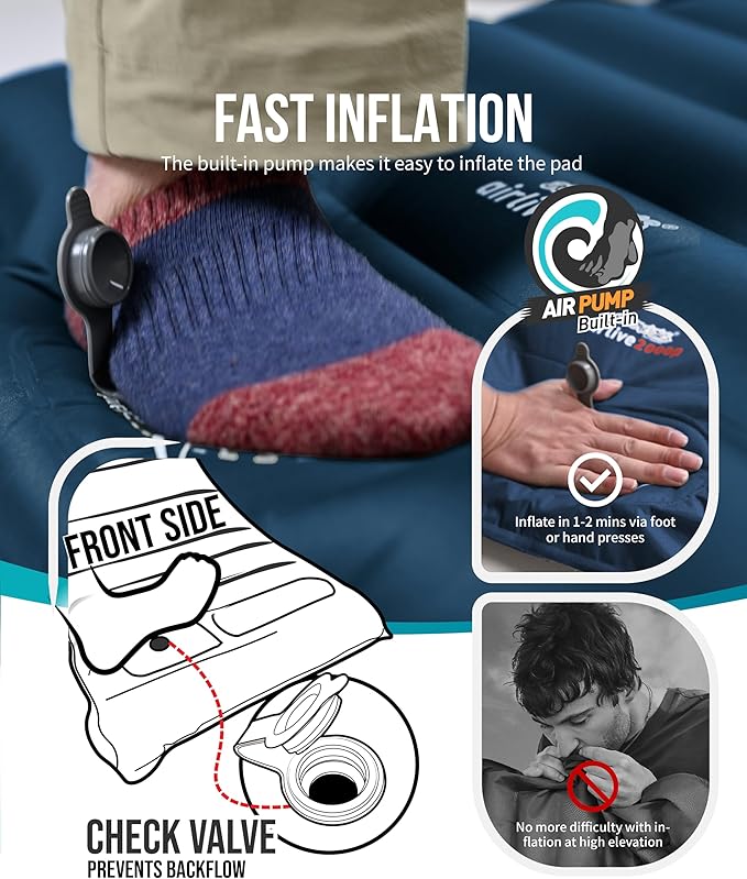 ZOOOBELIVES Extra Thickness | Wide Plus Sleeping Pad with Built-in Pump Inflatable Camping Mattress of Ultimate Comfort for Car Camping Tent and Backpacking Lightweight &amp Compact – Airlive2000