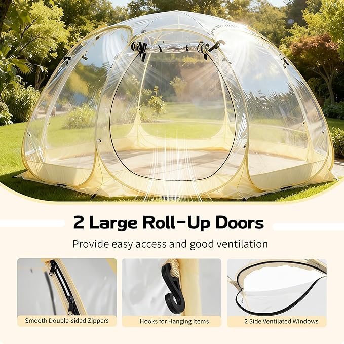 Pop Up Bubble Tent 12 x 12 FT Instant Igloo Tent Suitable for 8-10 People Screen House for Patios Cold