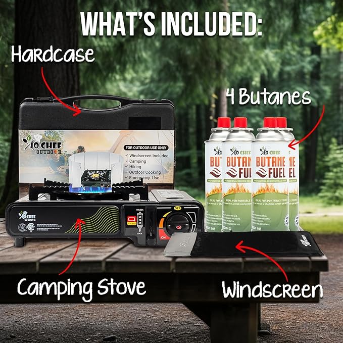 JoChef Butane Camping Stove - 9500 BTU Portable Gas Stove