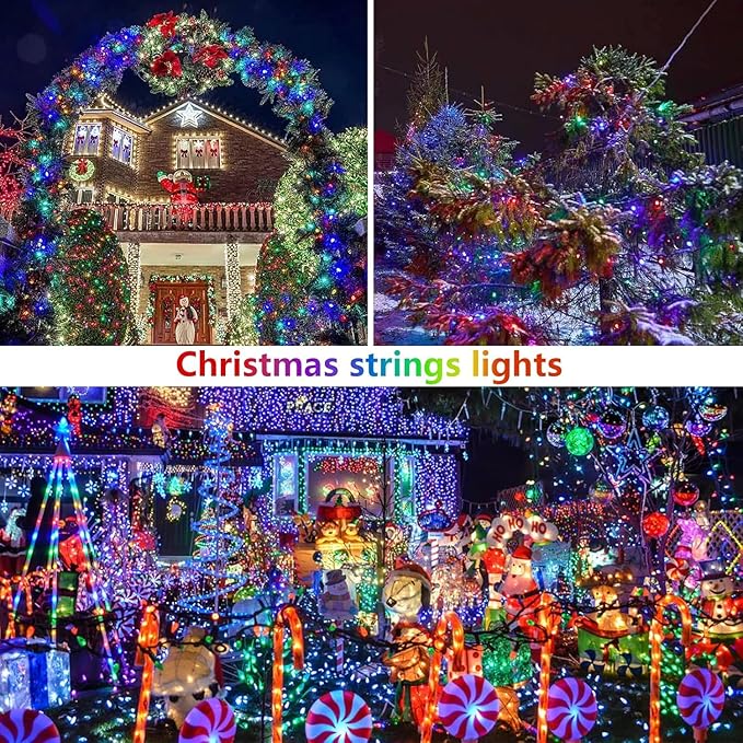 Extra-Long 144FT Solar String Lights for Outside 2 Pack 400LED Solar Fairy Lights Outdoor Waterproof Copper Wire with 8 Modes Solar Twinkle Lights for Tree Garden Party Patio Xmas Decor (Multicolor)