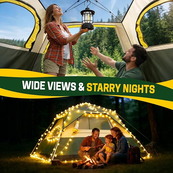Tent 4 Person Tents for Camping - Instant Cabin Tent Setup in 50 Seconds with Rainfly &amp Windproof Portable Pop Up Tents with Carry Bag for Family Outdoor Camping &amp Hiking