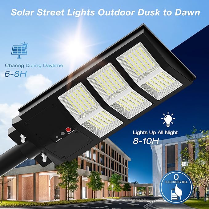 Sunwish Solar Street Lights Outdoor Wide Angle Solar Lights Outdoor Flood Lights Motion Sensor Dusk to Dawn Remote Control Waterproof IP66 Parking Lot Lights Commercial for Yard(4 Packs)