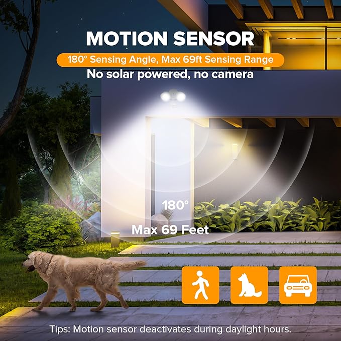 LUTEC 32W 3500 Lumen LED Security Lights Motion Sensor Light Outdoor 5000K Daylight IP65 Waterproof Dusk to Dawn Motion Detector Flood Light for Garage Yard Porch-White