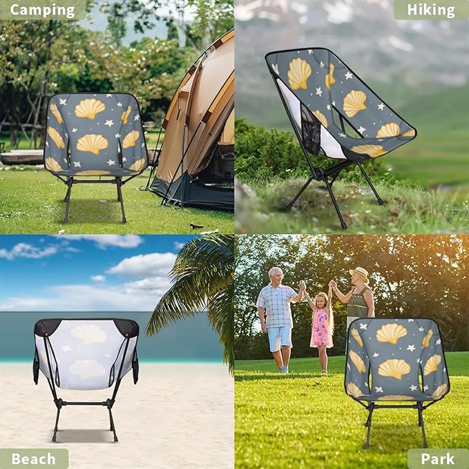 Honeybaby Folding Camping Chair Shells Stars Camping Chairs Lightweight Portable Chair Outdoor Foldable Chairs for Camping Travel Picnic Beach Hiking
