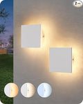 EDISHINE 2 Pack LED Outdoor Wall Lights Exterior/Interior 3000K-5000K Dimmable Wall Sconce Small Square Modern Exterior Lighting Fixtures IP65 Waterproof Aluminum Outside Porch Light White