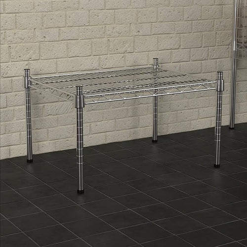 18 x 24 NSF Chrome Wire Stationary Dunnage Storage Rack with 14 Posts Ideal for Commercial Kitchen Home Garage Warehouse Shelters