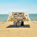 ALAZA Cute Owl Flowers Beach Tent Sun Shelter UPF50+ Protection Beach Shade Canopy w/ 4 Sandbags for Outdoor Camping Fishing Backyard Fun Picnic 10x9 ft