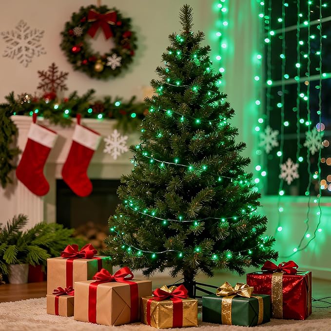 500 LED Green Christmas Tree Light170ft Connectable Christmas Lights with 8Modes UL Certified Lights String Outdoor for Christmas Holiday Party Decor