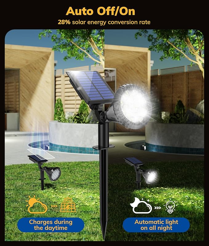 Solar Spot Lights for Outside 21 LED Outdoor Solar Lights for Yard 4 Pack Solar Spotlights Waterproof Auto On/Off for Landscape Wall Garden Pool Tree Pathway and Driveway(White)