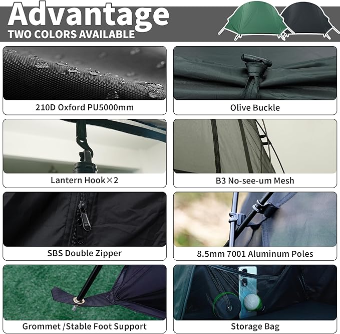 TENPLAY Cot TentCamping TentBackpacking Tent3 Way TentSolo Tent1 PersonQuick Setup70D Nylonpu5000mmUV Cut7001 AluminiumUltralightCompactOuterdoorHikingTravelMountaineering