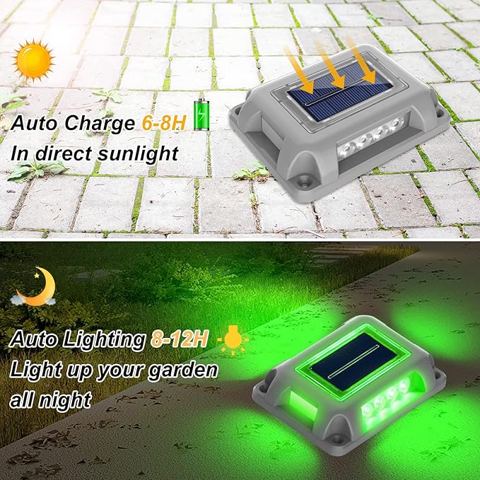 T-SUN Solar Deck Lights 12 Pack Driveway Solar Lights Outdoor Halloween LED Dock Light IP65 Waterproof Ground Deck Light for Sidewalk Step Garden Pathway