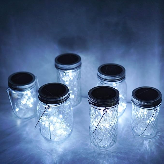 30LED Solar Mason Jar Lights 8 Pack Jar Lid String Lights (No Jars) Waterproof Fairy Firefly Light for Garden Patio Outdoor Yard Lawn Decor(Cool White)