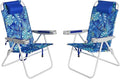 SUNNYFEEL 17 Tall Oversized Beach Chairs 2 Pack for Adults Heavy Duty 500 LBS 5 Position Portable High Folding Camping Chair with Cup Holder for Outdoor/Lawn/Trip Foldable Sand Chairs for Adults